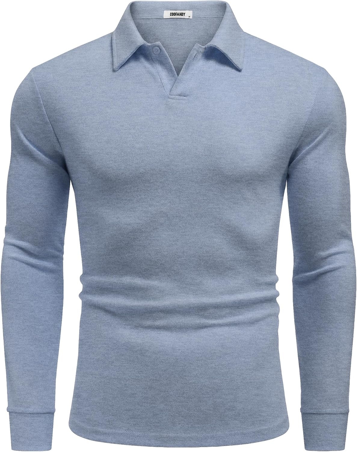 image:imageCOOFANDY Mens Knit Polo Shirts Casual Long Sleeve Polo Sweater Golf ShirtsBlue