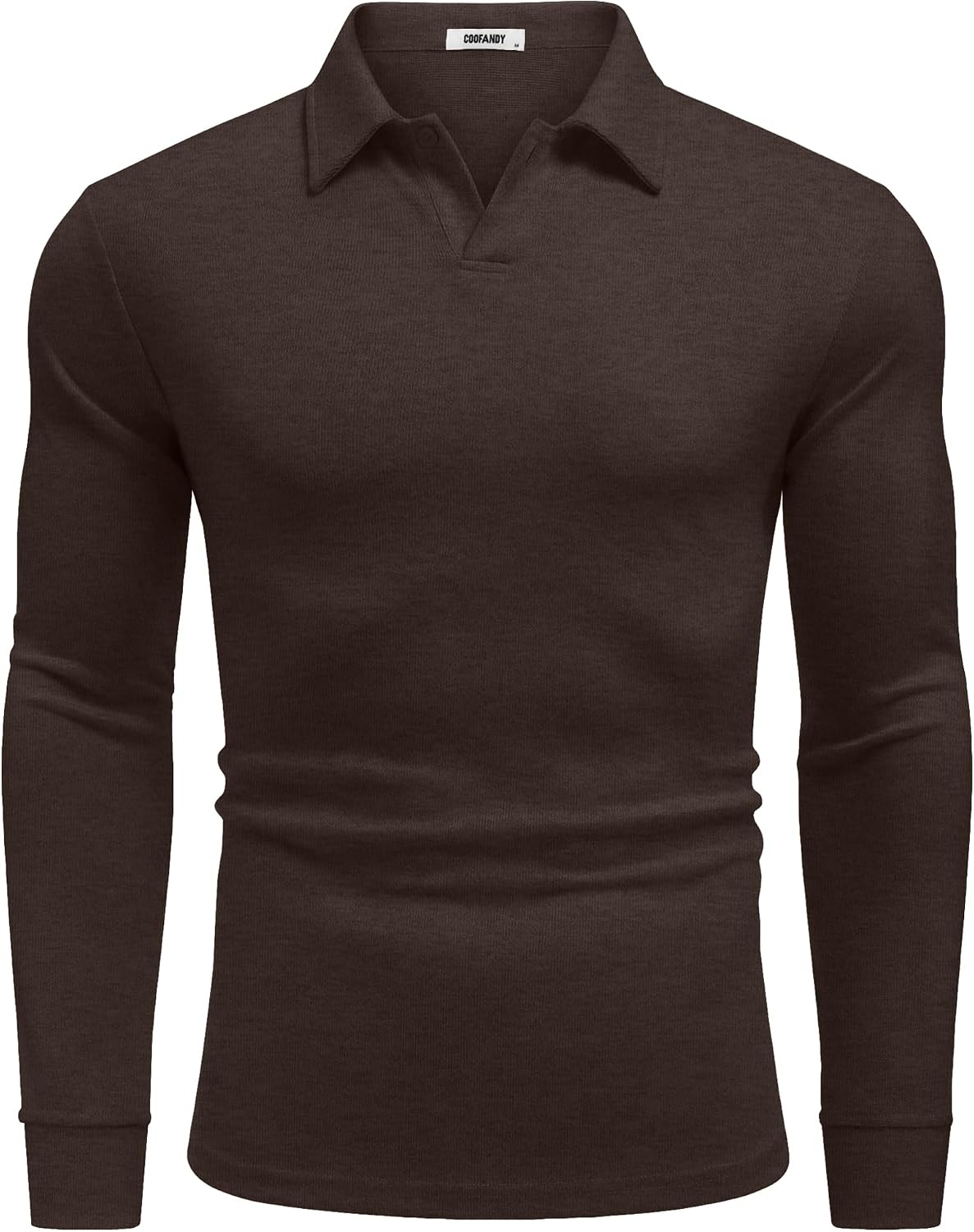image:imageCOOFANDY Mens Knit Polo Shirts Casual Long Sleeve Polo Sweater Golf ShirtsBrown