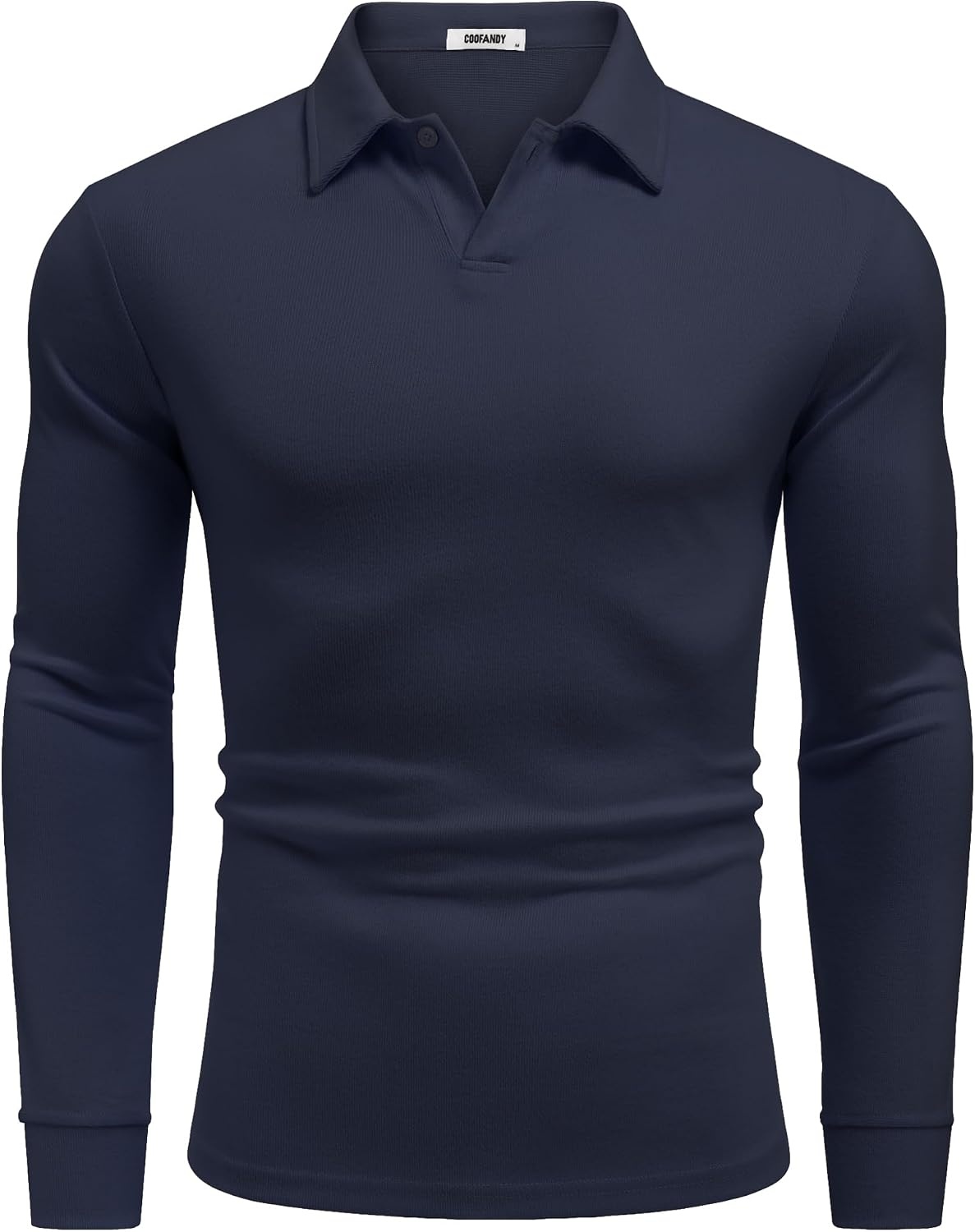 image:imageCOOFANDY Mens Knit Polo Shirts Casual Long Sleeve Polo Sweater Golf ShirtsNavy Blue