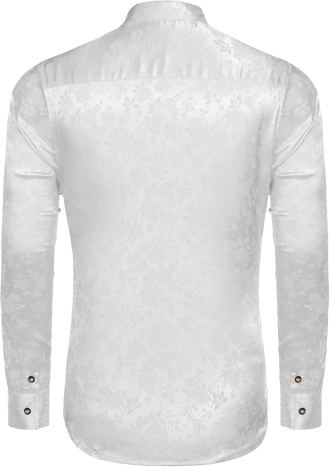 image:imageCOOFANDY Mens Stain Dress Shirts Jacquard Long Sleeve Floral Button Up Shirts Party Prom Wedding ShirtPear White