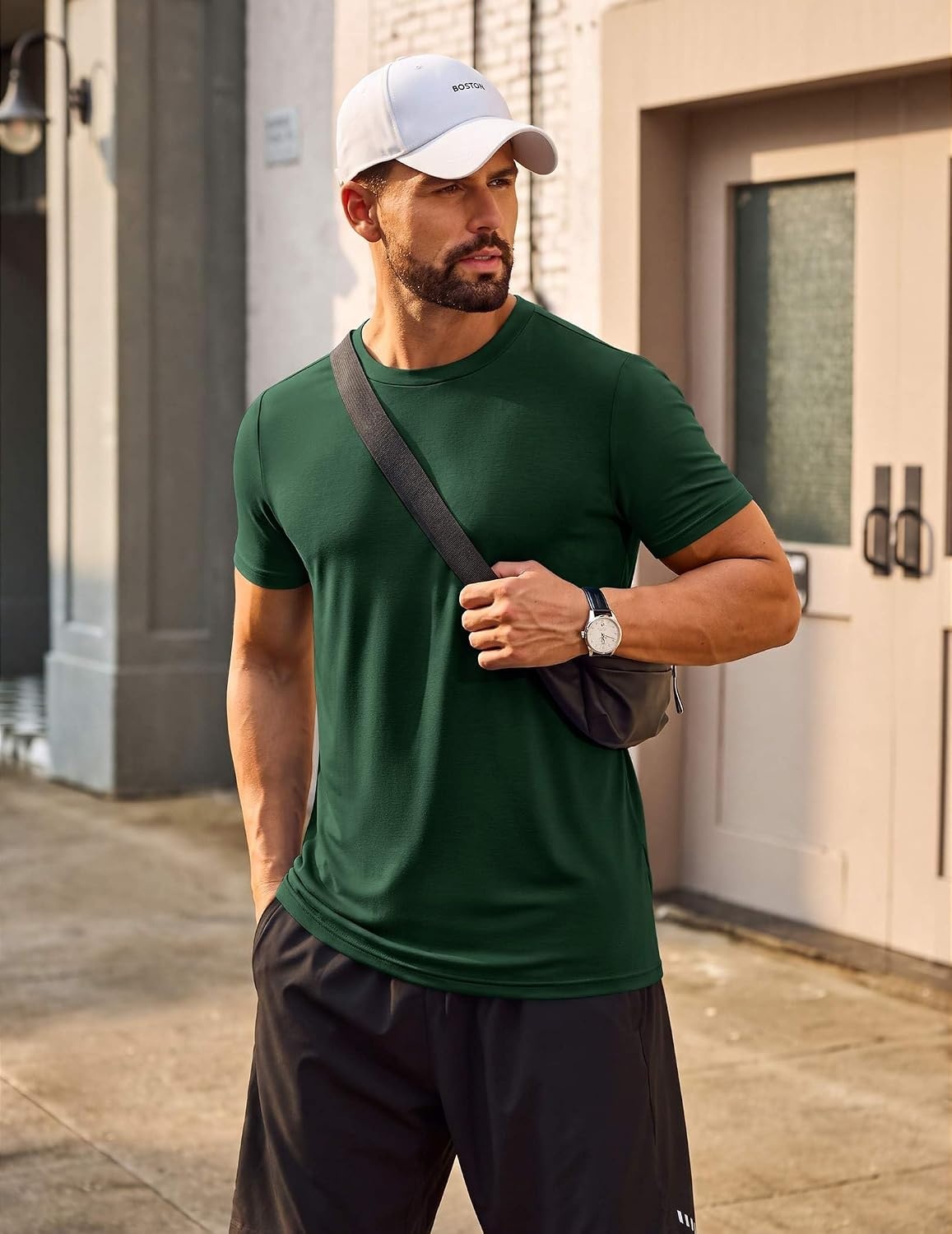 image:imageCOOFANDY Mens T Shirt Short Sleeve Casual Crew Neck Basic Tee ShirtsForest Green