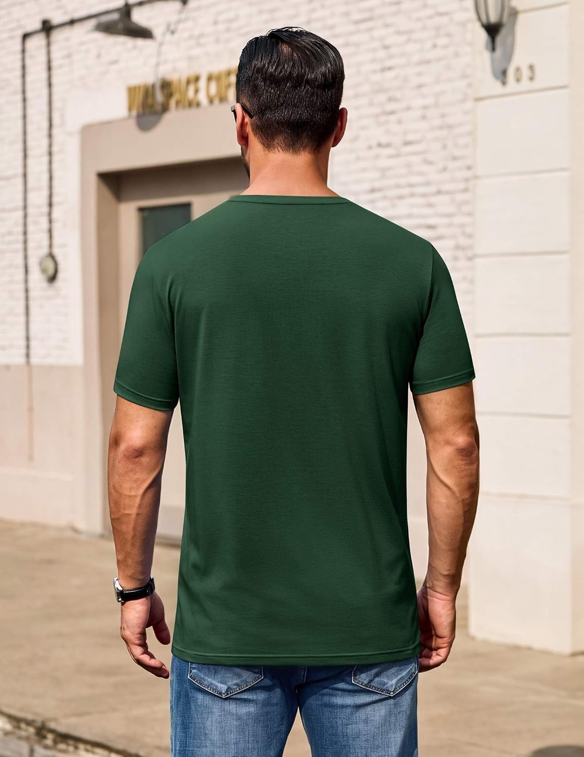 image:imageCOOFANDY Mens T Shirt Short Sleeve Casual Crew Neck Basic Tee ShirtsForest Green