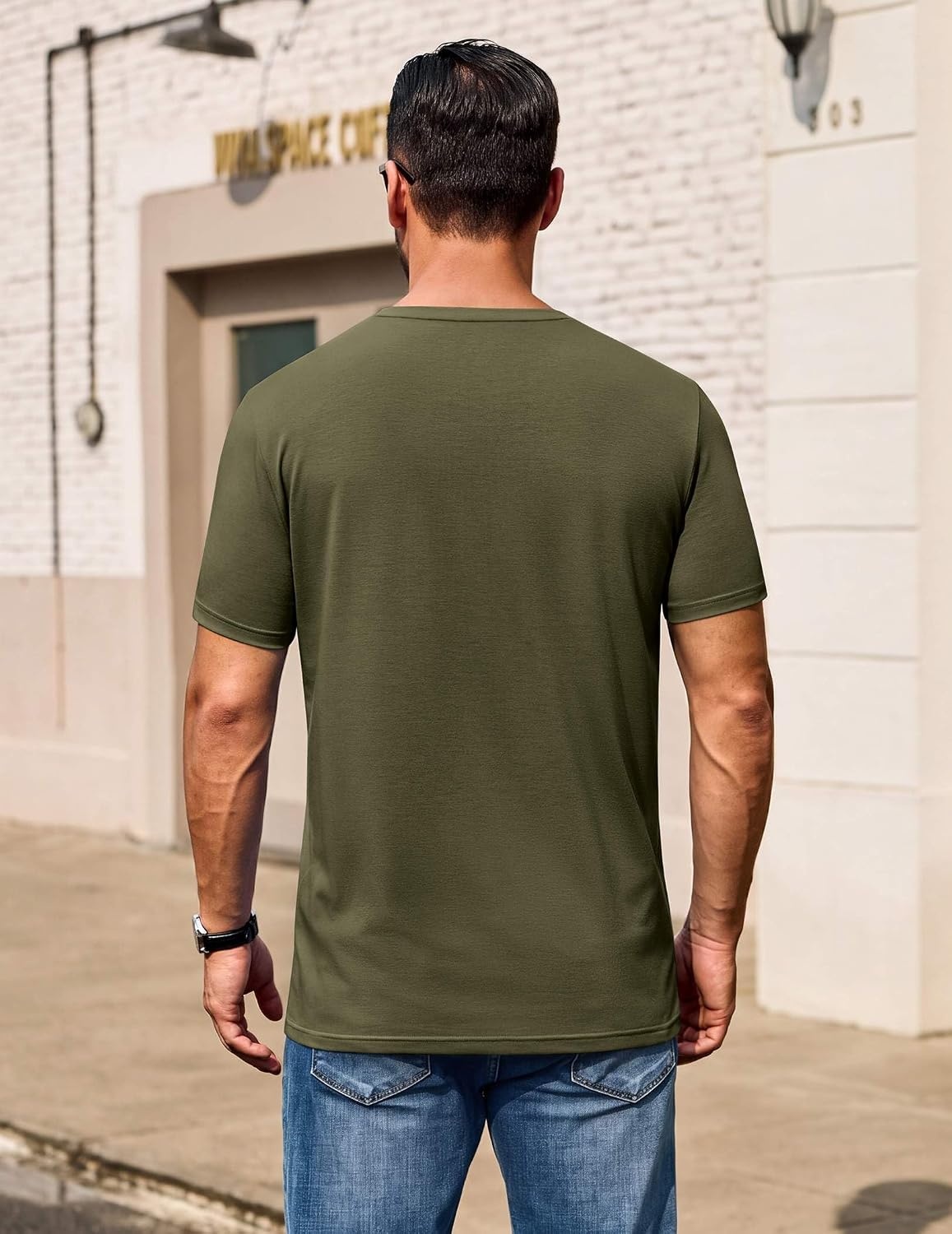 image:imageCOOFANDY Mens T Shirt Short Sleeve Casual Crew Neck Basic Tee ShirtsOlive Green