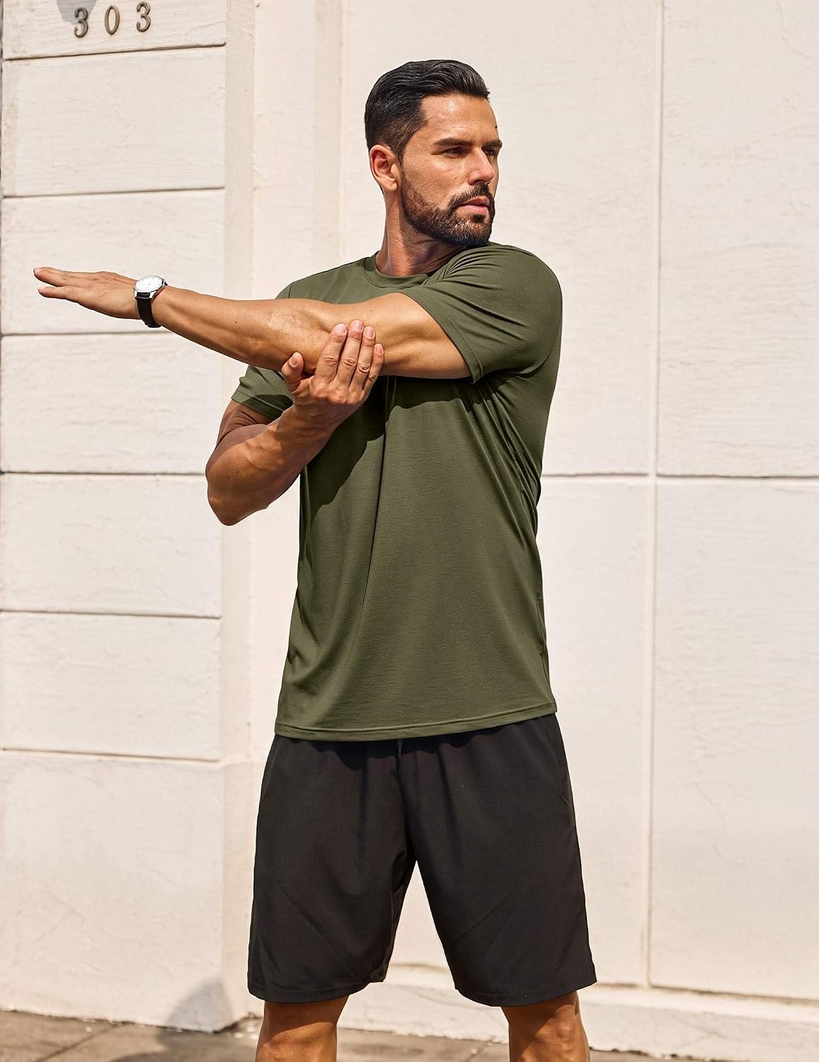 image:imageCOOFANDY Mens T Shirt Short Sleeve Casual Crew Neck Basic Tee ShirtsOlive Green