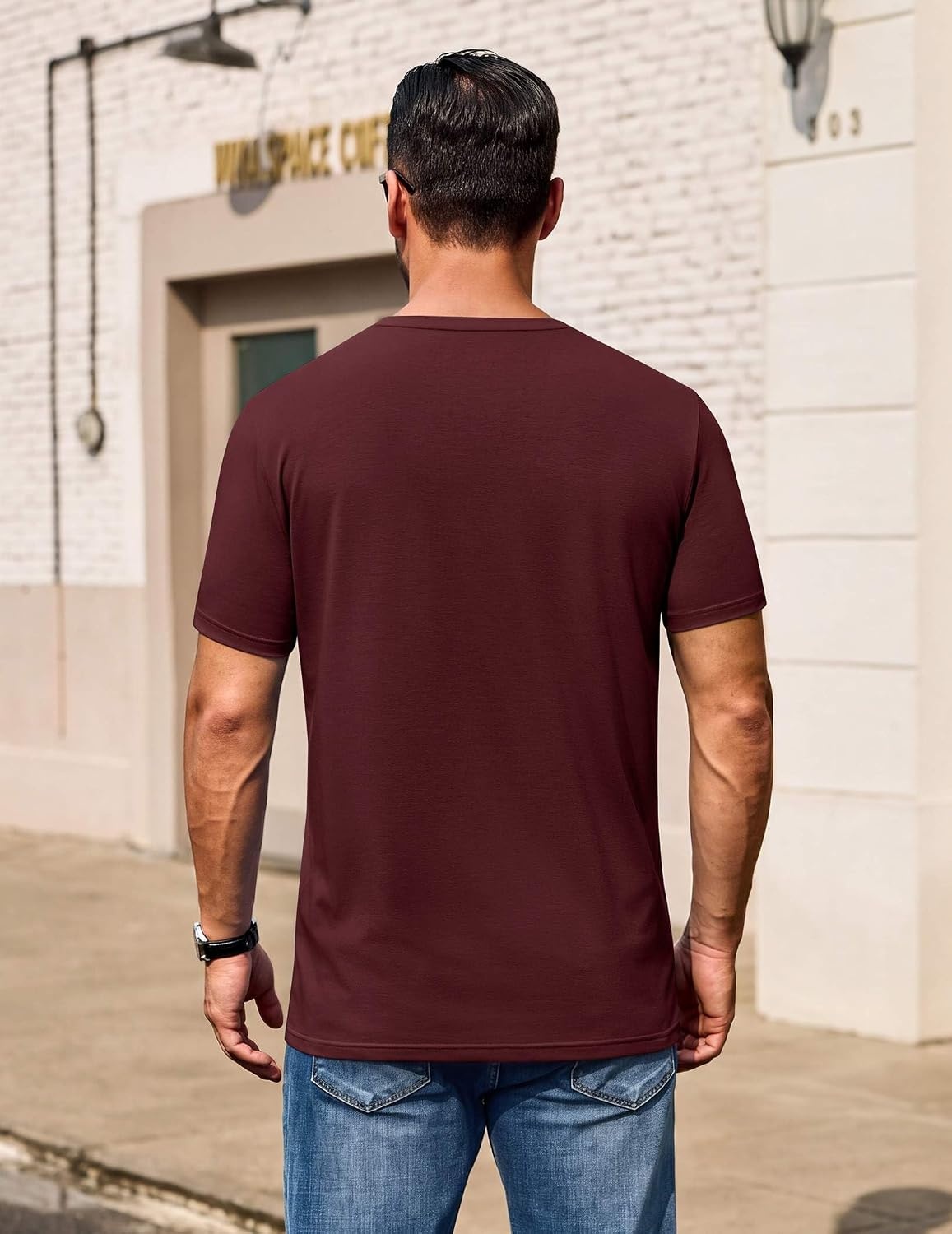 image:imageCOOFANDY Mens T Shirt Short Sleeve Casual Crew Neck Basic Tee ShirtsVine Red