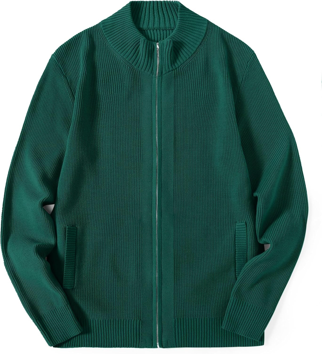 image:imageCOOFANDY Mens Zip Up Cardigan Sweater Slim Fit Casual Full Zipper SweatersGreen