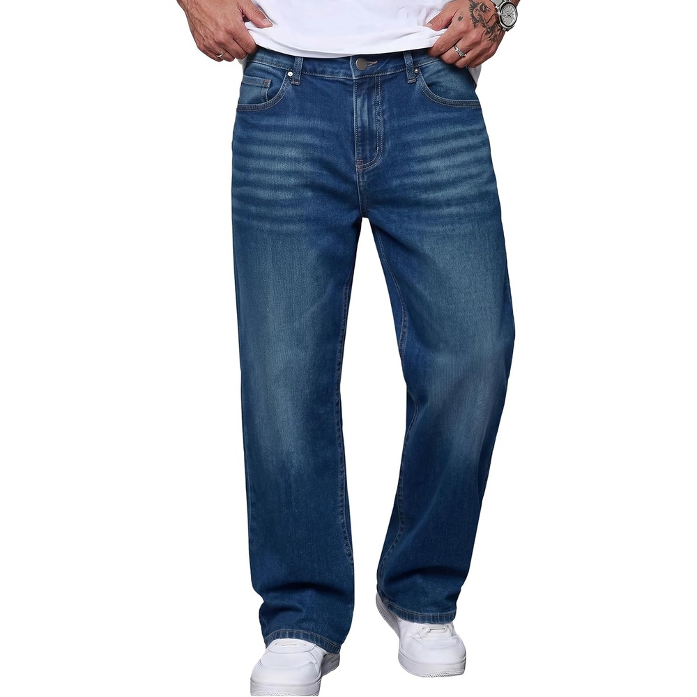 image:imageCOOFANDY Mens Baggy Jeans Wide Leg Stretch Denim Casual PantsLight Washed Blue