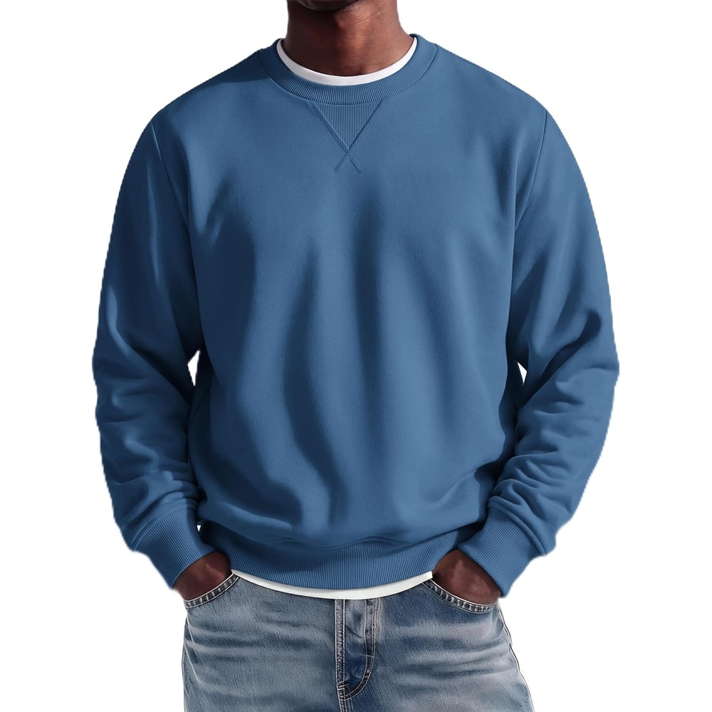 image:imageCOOFANDY Mens Crewneck Sweatshirt Lightweight Casual Fall Winter PulloversDenim Blue