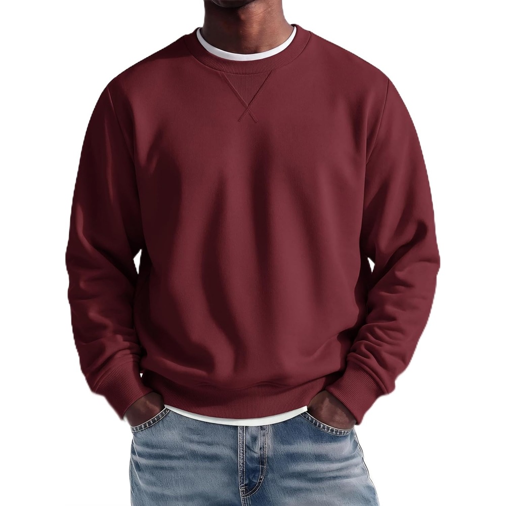 image:imageCOOFANDY Mens Crewneck Sweatshirt Lightweight Casual Fall Winter PulloversWine