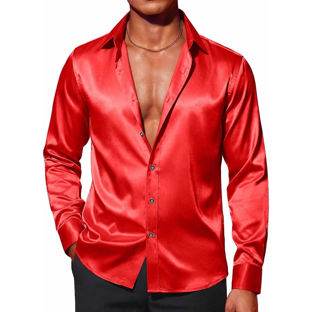 image:imageCOOFANDY Mens Stain Dress Shirts Jacquard Long Sleeve Floral Button Up Shirts Party Prom Wedding ShirtPred