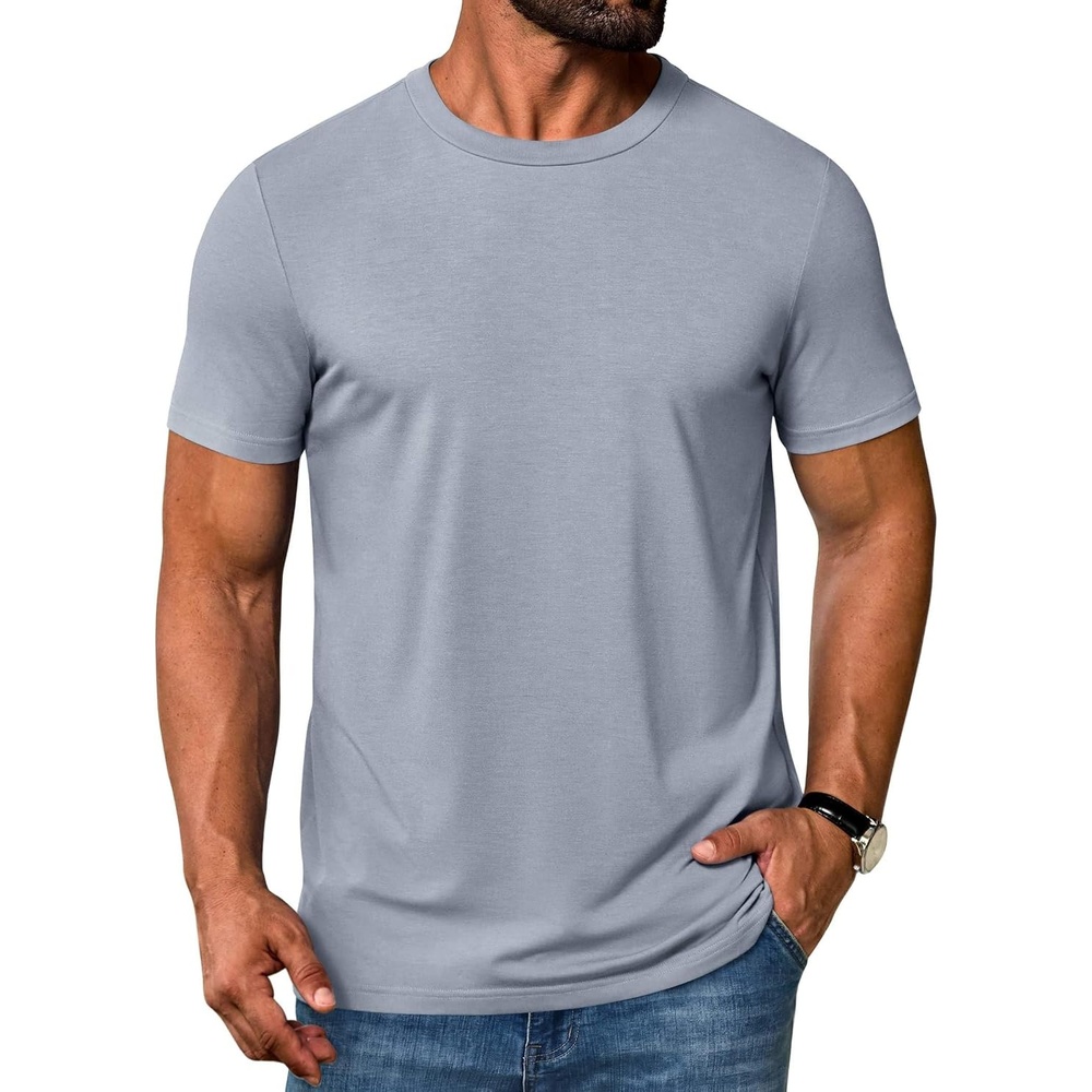 image:imageCOOFANDY Mens T Shirt Short Sleeve Casual Crew Neck Basic Tee ShirtsLight Gray
