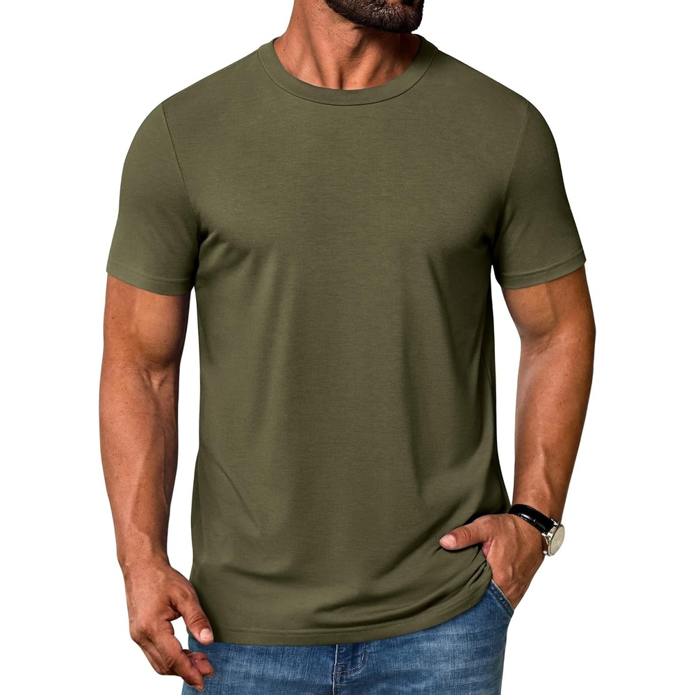image:imageCOOFANDY Mens T Shirt Short Sleeve Casual Crew Neck Basic Tee ShirtsOlive Green