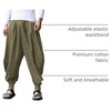COOFANDY Men Hippie Harem Pants Baggy Linen Cotton Boho Yoga Pants Summer Beach Pants Casual Drop Crotch Trouser(Green)