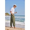 COOFANDY Men Hippie Harem Pants Baggy Linen Cotton Boho Yoga Pants Summer Beach Pants Casual Drop Crotch Trouser(Green)