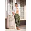 COOFANDY Men Hippie Harem Pants Baggy Linen Cotton Boho Yoga Pants Summer Beach Pants Casual Drop Crotch Trouser(Green)