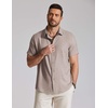 COOFANDY Mens Casual Button Down Shirt Short Sleeve Summer Beach Shirts(Champagne)
