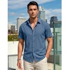 COOFANDY Mens Casual Button Down Shirt Short Sleeve Summer Beach Shirts(Denim Blue)