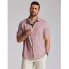 COOFANDY Mens Casual Button Down Shirt Short Sleeve Summer Beach Shirts(Dusty Pink)