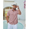 COOFANDY Mens Casual Button Down Shirt Short Sleeve Summer Beach Shirts(Dusty Pink)