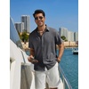 COOFANDY Mens Casual Button Down Shirt Short Sleeve Summer Beach Shirts(Gray)