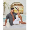 COOFANDY Mens Casual Button Down Shirt Short Sleeve Summer Beach Shirts(Gray)