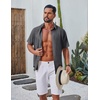 COOFANDY Mens Casual Button Down Shirt Short Sleeve Summer Beach Shirts(Gray)