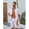 COOFANDY Mens Casual Button Down Shirt Short Sleeve Summer Beach Shirts(Solid White)