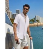 COOFANDY Mens Casual Button Down Shirt Short Sleeve Summer Beach Shirts(Solid White)