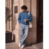COOFANDY Mens Crewneck Sweatshirt Lightweight Casual Fall Winter Pullovers(Denim Blue)