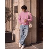 COOFANDY Mens Crewneck Sweatshirt Lightweight Casual Fall Winter Pullovers(Guava)