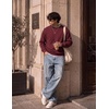 COOFANDY Mens Crewneck Sweatshirt Lightweight Casual Fall Winter Pullovers(Wine)