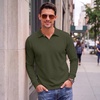 COOFANDY Men’s Knit Polo Shirts Casual Long Sleeve Polo Sweater Golf Shirts(Army Green)