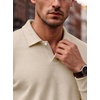 COOFANDY Men’s Knit Polo Shirts Casual Long Sleeve Polo Sweater Golf Shirts(Beige)