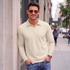 COOFANDY Men’s Knit Polo Shirts Casual Long Sleeve Polo Sweater Golf Shirts(Beige)