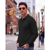 COOFANDY Men’s Knit Polo Shirts Casual Long Sleeve Polo Sweater Golf Shirts(Black)