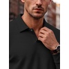 COOFANDY Men’s Knit Polo Shirts Casual Long Sleeve Polo Sweater Golf Shirts(Black)