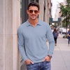 COOFANDY Men’s Knit Polo Shirts Casual Long Sleeve Polo Sweater Golf Shirts(Blue)