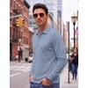 COOFANDY Men’s Knit Polo Shirts Casual Long Sleeve Polo Sweater Golf Shirts(Blue)