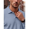 COOFANDY Men’s Knit Polo Shirts Casual Long Sleeve Polo Sweater Golf Shirts(Blue)