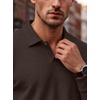 COOFANDY Men’s Knit Polo Shirts Casual Long Sleeve Polo Sweater Golf Shirts(Brown)