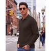 COOFANDY Men’s Knit Polo Shirts Casual Long Sleeve Polo Sweater Golf Shirts(Brown)