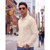 COOFANDY Men’s Knit Polo Shirts Casual Long Sleeve Polo Sweater Golf Shirts(Cream White)
