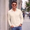 COOFANDY Men’s Knit Polo Shirts Casual Long Sleeve Polo Sweater Golf Shirts(Cream White)
