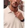 COOFANDY Men’s Knit Polo Shirts Casual Long Sleeve Polo Sweater Golf Shirts(Cream White)