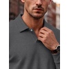 COOFANDY Men’s Knit Polo Shirts Casual Long Sleeve Polo Sweater Golf Shirts(Dark Grey)