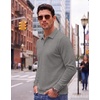 COOFANDY Men’s Knit Polo Shirts Casual Long Sleeve Polo Sweater Golf Shirts(Grey)