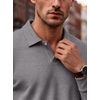 COOFANDY Men’s Knit Polo Shirts Casual Long Sleeve Polo Sweater Golf Shirts(Grey)