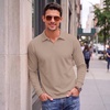 COOFANDY Men’s Knit Polo Shirts Casual Long Sleeve Polo Sweater Golf Shirts(Khaki)