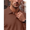COOFANDY Men’s Knit Polo Shirts Casual Long Sleeve Polo Sweater Golf Shirts(Light Brown)
