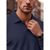 COOFANDY Men’s Knit Polo Shirts Casual Long Sleeve Polo Sweater Golf Shirts(Navy Blue)